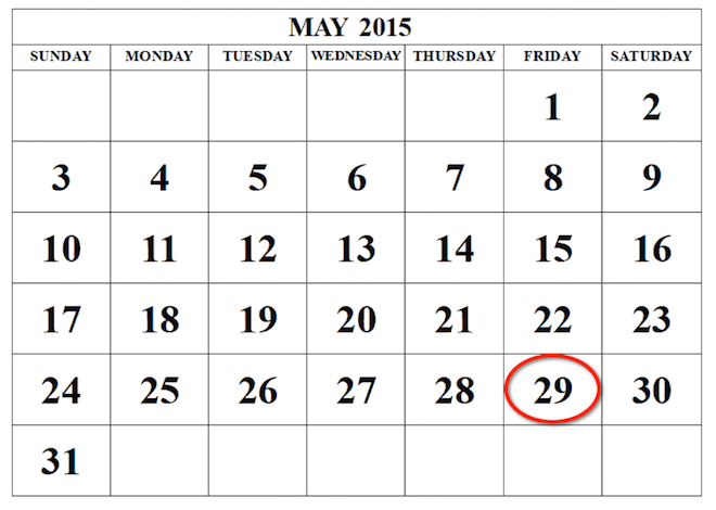 May 2015 Calendar Page